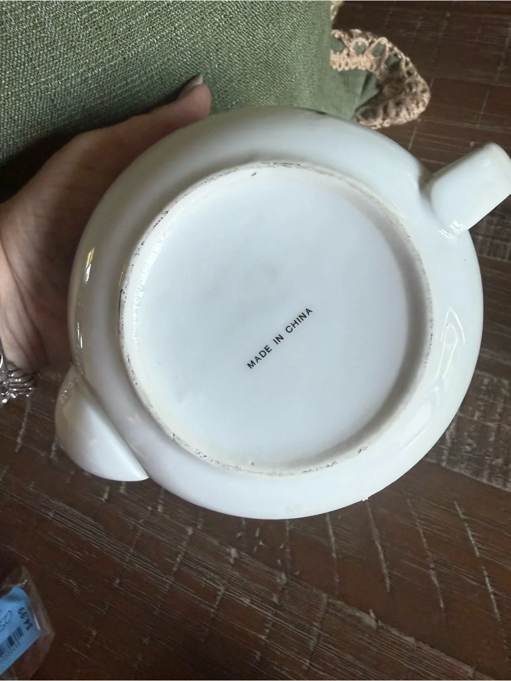 White Ceramic Teapot with Pink Floral Pansy Motif